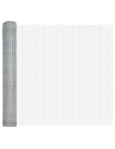 Pali per Recinzione  10 pz Canale a U 100 cm Acciaio Zincato, Recinzione Esagonale  1x10 m Acciaio Zincato