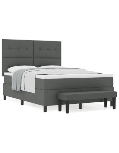 Letto a molle con materasso Grigio scuro 160 x 200 cm Tessuto 2