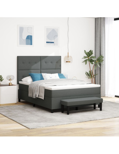 Letto a molle con materasso Grigio scuro 160 x 200 cm Tessuto