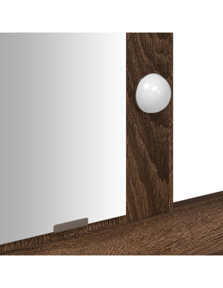 Tavolo da Toeletta con Luci a LED Marrone Rovere 79x41x140 cm