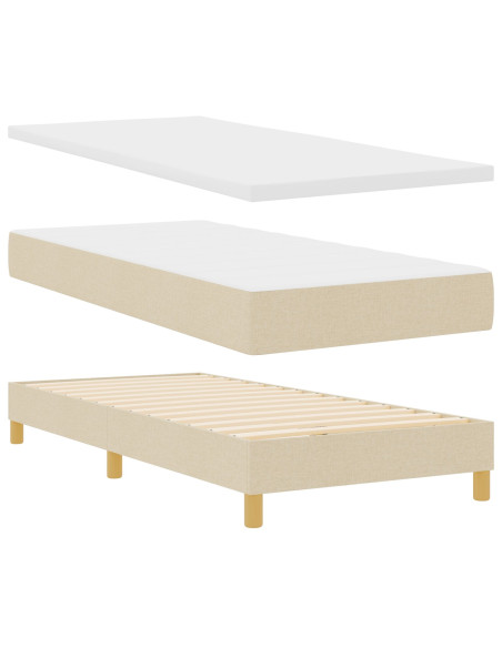 Letto Box Spring con Materasso Crema 90x200 cm Tessuto