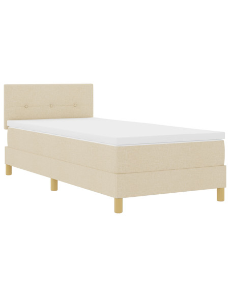 Letto Box Spring con Materasso Crema 90x200 cm Tessuto