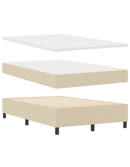 Letto a Box Spring  con Materasso Crema 120x200 cm Tessuto