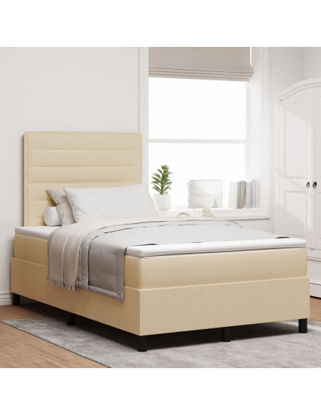 Letto a Box Spring  con Materasso Crema 120x200 cm Tessuto