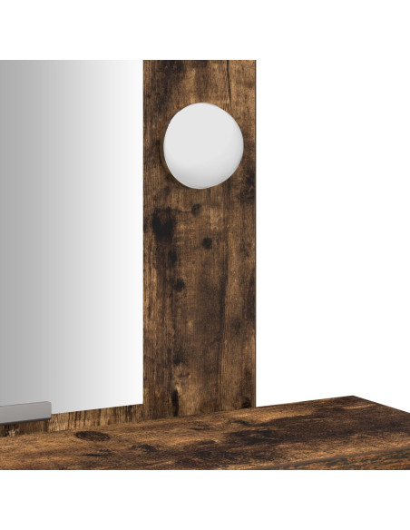 Tavolo da trucco con luci LED Rovere affumicato 50x41x140 cm