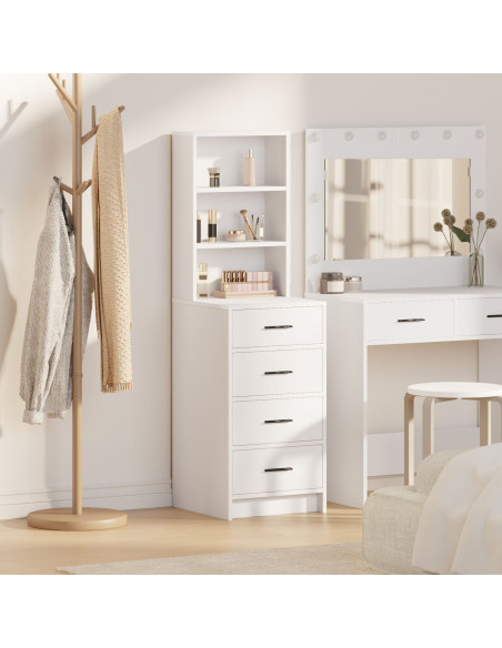 Highboard Bianco 40x41x135 cm in Legno Ingegnerizzato
