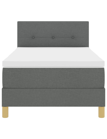 Letto a molle con materasso grigio scuro 100x200 cm tessuto