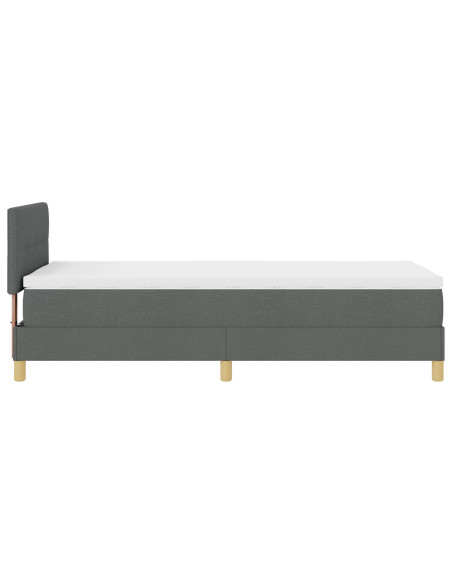 Letto a molle con materasso grigio scuro 100x200 cm tessuto