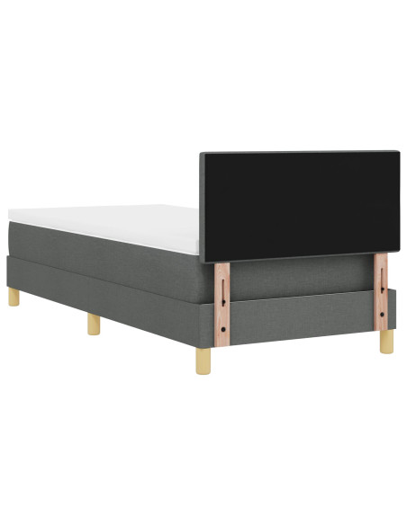Letto a molle con materasso grigio scuro 100x200 cm tessuto