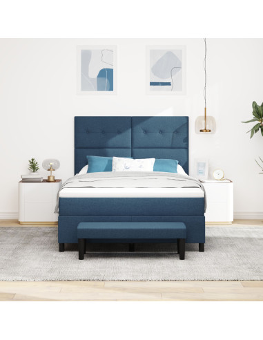 Letto a molle con materasso Blu 140 x 200 cm Tessuto