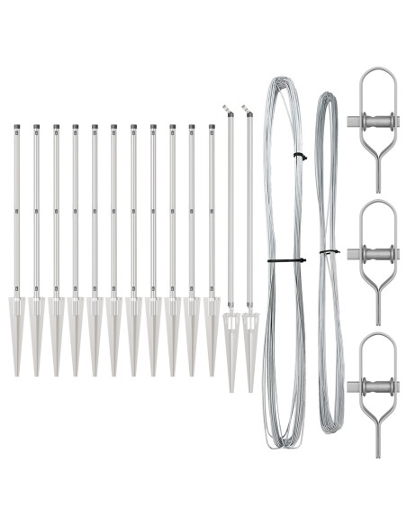 Set di pali da recinzione  Set di 13 Argento Acciaio galvanizzato