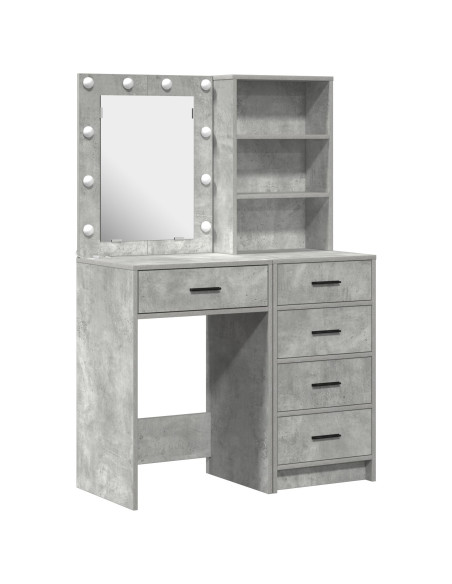 Set di 2 Pezzi di Vanity con LED Grigio Cemento in Legno Ingegnerizzato