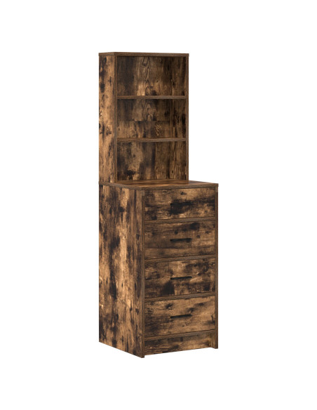 Set di Tolette a 2 Pezzi con LED in Legno Ingegnerizzato di Quercia Affumicata
