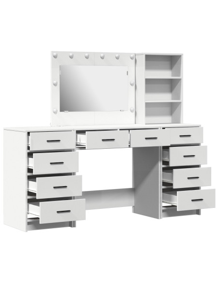 Set da toeletta 3 pezzi  con LED in legno bianco