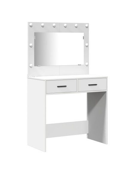 Set da toeletta 3 pezzi  con LED in legno bianco