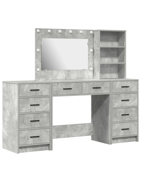Set vanità 3 pezzi con LED grigio cemento in legno ingegnerizzato