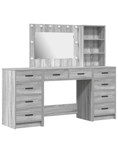Set da toeletta 3 pezzi  con LED in legno ingegnerizzato grigio