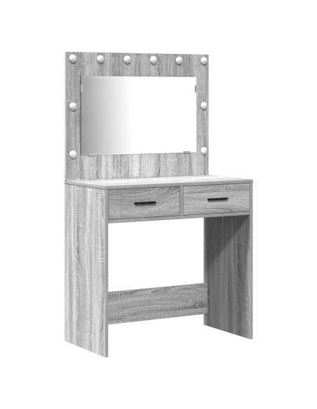 Set da toeletta 3 pezzi  con LED in legno ingegnerizzato grigio