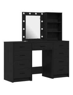 Tavolo da Trucco 3 pcs Nero 40 x 41 x 135 cm Legno multistrato