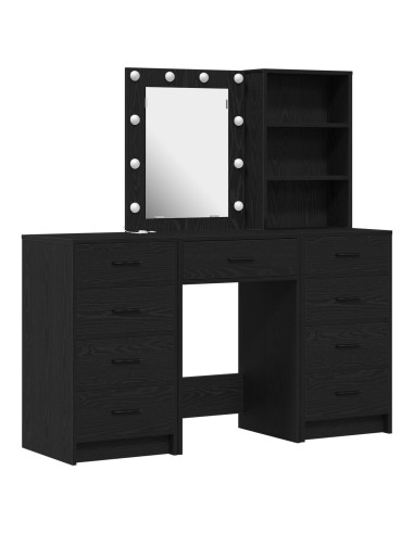 Tavolo da Trucco 3 pcs Nero 40 x 41 x 135 cm Legno multistrato