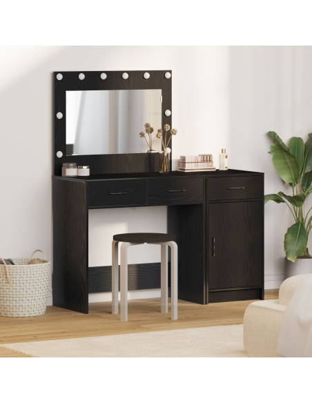 Set di 2 Tavoli da Trucco con LED in Legno Nero