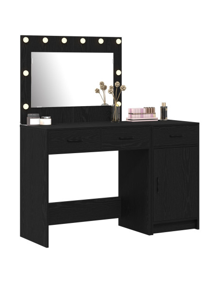 Set di 2 Tavoli da Trucco con LED in Legno Nero