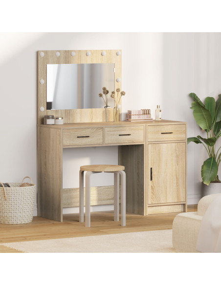 Set Toeletta 2 Pezzi con LED in Legno Ingegnerizzato Rovere Sonoma