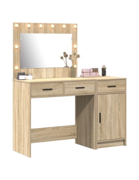Set Toeletta 2 Pezzi con LED in Legno Ingegnerizzato Rovere Sonoma
