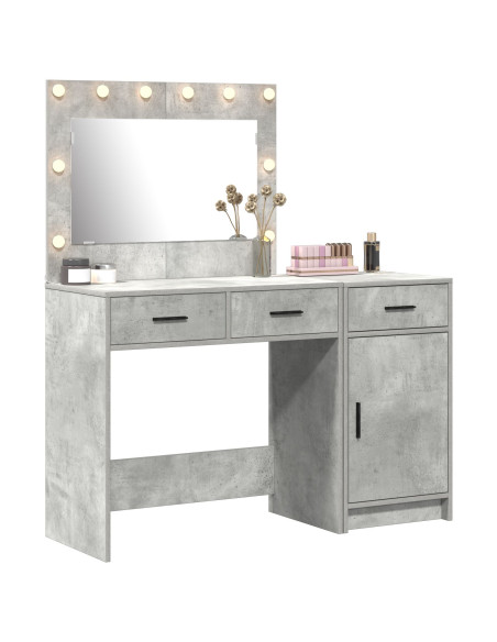 Set da Toeletta a 2 Pezzi con LED Grigio Cemento in Legno Ingegnerizzato