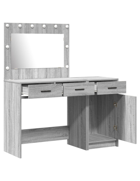 Set da 2 Pezzi per Tavolo da Trucco con LED Grigio in Legno Ingegnerizzato