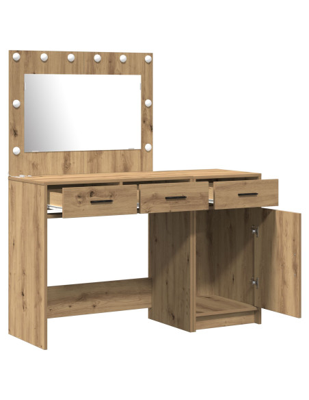 Set da Toeletta a 2 Pezzi con LED in Legno Ingegnerizzato Quercia Artigianale