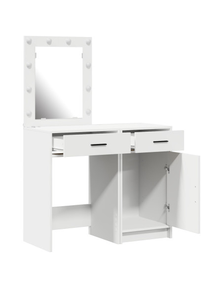 Set da toeletta 2 pezzi con LED in legno ingegnerizzato bianco