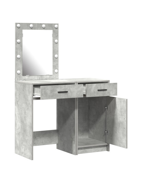 Set da toeletta in legno ingegnerizzato grigio cemento con LED - 2 pezzi