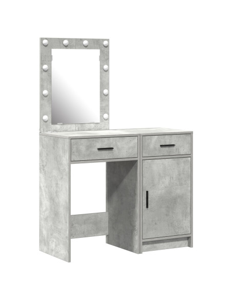 Set da toeletta in legno ingegnerizzato grigio cemento con LED - 2 pezzi