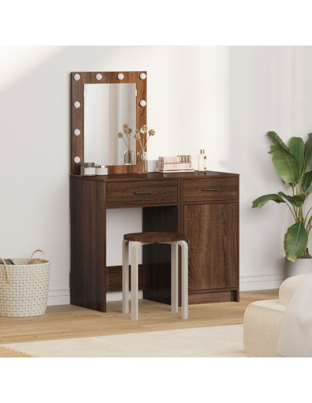 Set da 2 Pezzi per Vanity con LED in Legno Nero Ingegnerizzato