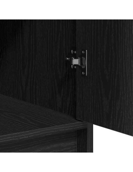 Set da Toeletta in 3 Pezzi con LED in Legno Nero