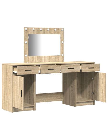 Set di toeletta a 3 pezzi con LED in Rovere Sonoma in legno ingegnerizzato