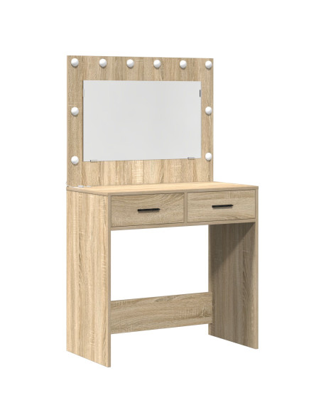 Set di toeletta a 3 pezzi con LED in Rovere Sonoma in legno ingegnerizzato