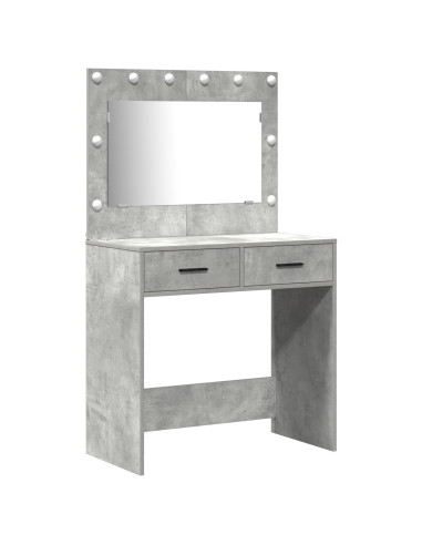 Tavolo da Trucco con cassetto 3 pcs Grigio Legno multistrato