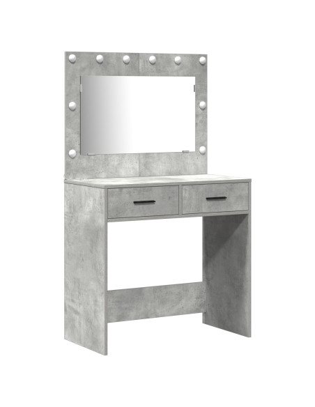 Set di 3 pezzi per toeletta con LED Grigio cemento in Legno ingegnerizzato