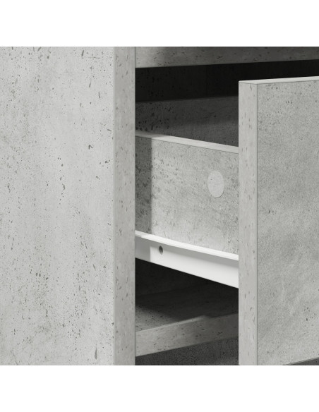Set di Mobile da Trucco a 3 Pezzi con LED in Legno Ingegnerizzato Grigio
