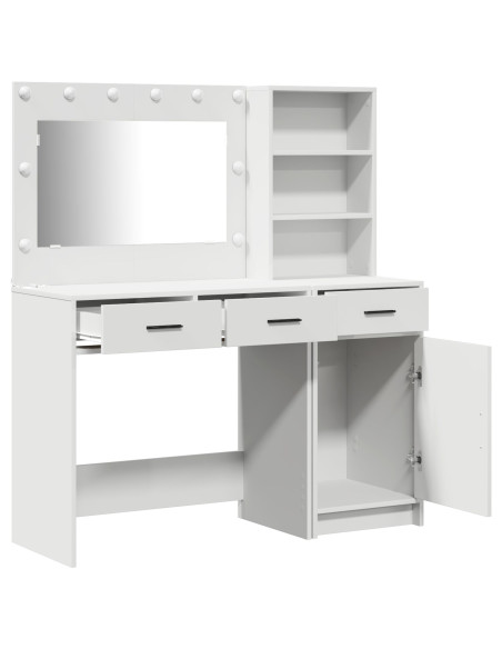 Set di 2 pezzi di toeletta  con LED in legno ingegnerizzato bianco