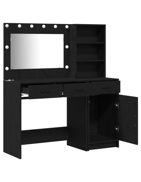 Set di 2 Pezzi per Toeletta con LED in Legno Ingegnerizzato Nero