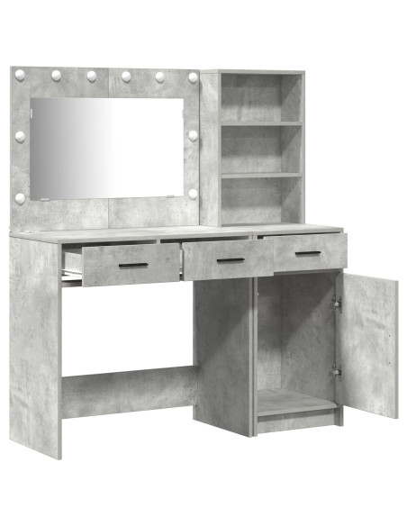 Set da toeletta a 2 pezzi  con LED in legno ingegnerizzato grigio cemento