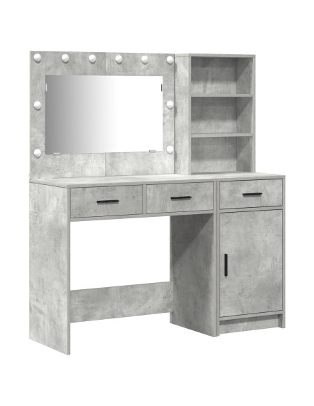 Set da toeletta a 2 pezzi  con LED in legno ingegnerizzato grigio cemento