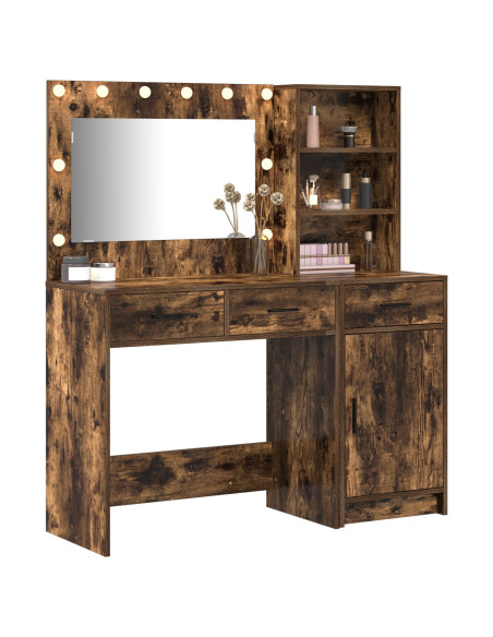 Set di 2 Pezzi per la Toeletta con LED in Rovere Affumicato in Legno Ingenerizzato