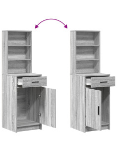 Tavolo da Trucco con cassetto 2 pcs Grigio Legno multistrato 2