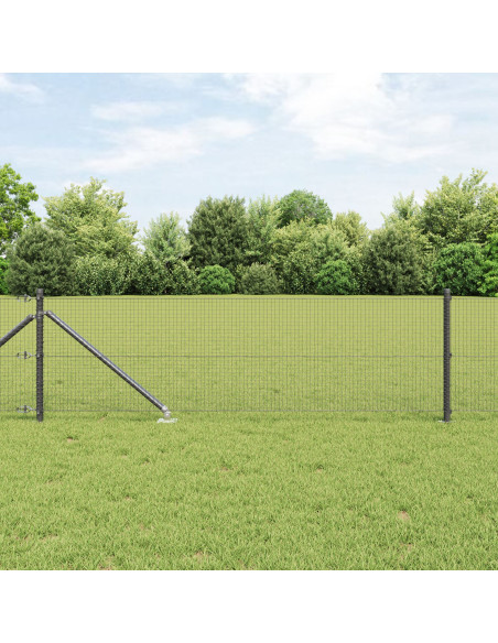 Recinzione in Rete Saldato  con 7 Pali a Picchetto Grigio 0.6x10 m Acciaio
