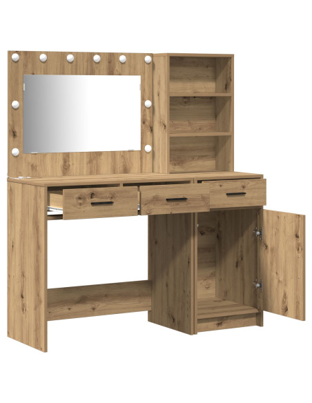 Set di vanity a 2 pezzi con LED in legno ingegnerizzato rovere