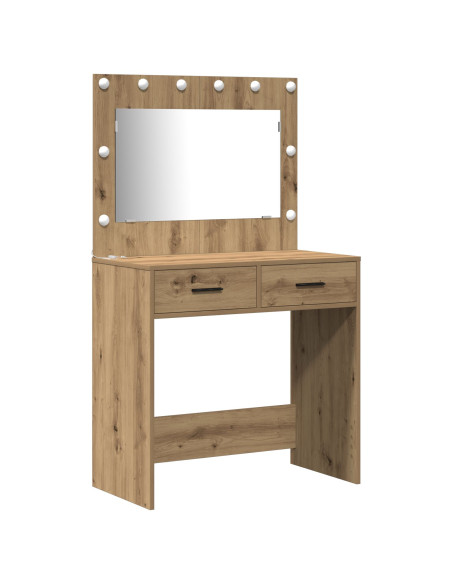 Set di vanity a 2 pezzi con LED in legno ingegnerizzato rovere